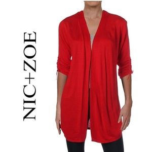 NWT NIC + ZOE Ruched Linen Cardigan Sweter Top